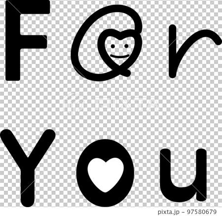 可愛いハートのForYouの文字、黒 97580679