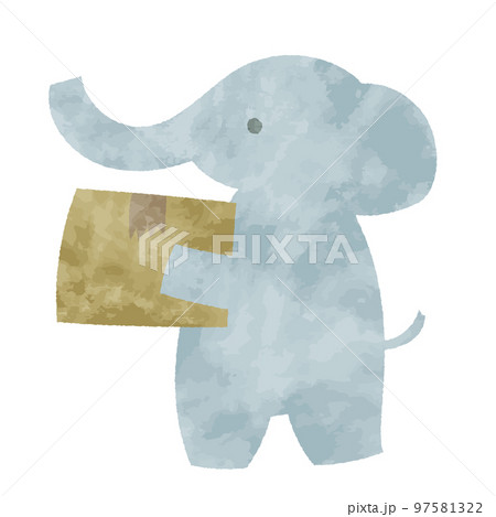 北欧風　荷物を運ぶゾウ　イラスト素材 97581322