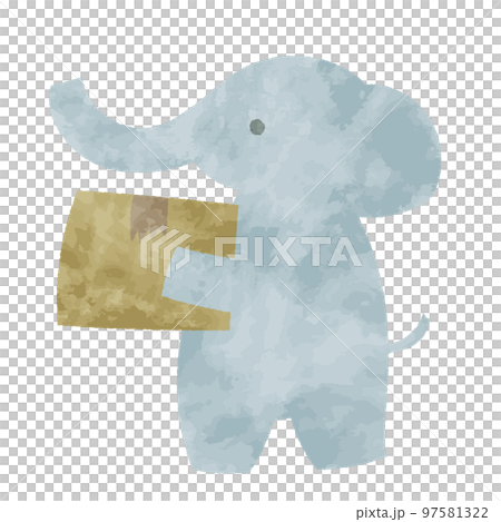 北欧風　荷物を運ぶゾウ　イラスト素材 97581322