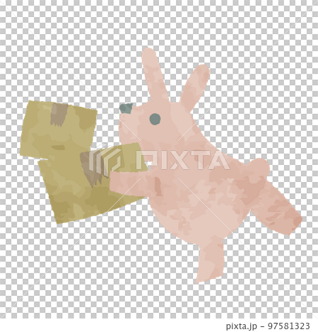 北欧風　荷物を運ぶウサギ　イラスト素材 97581323