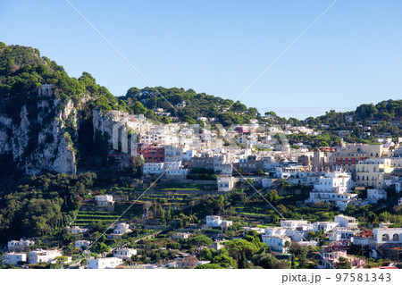 Touristic Town on Capri Island in Bay of Naples, Italy. Touristic Town on Capri Island in Bay of Naples, Italy. 97581343