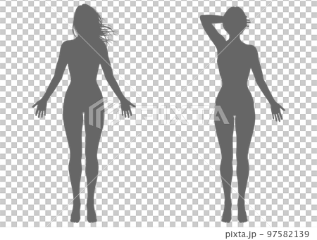 Full body front (back) silhouette set of long - Stock Illustration  [97582139] - PIXTA