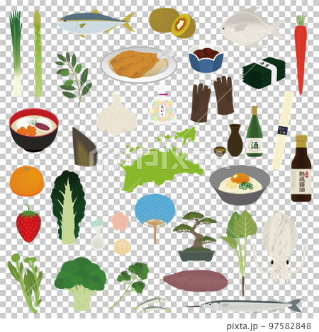 Illustration of special products of Kagawa prefecture 97582848