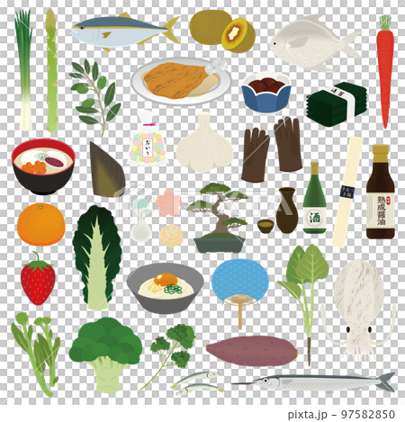 Illustration of special products of Kagawa prefecture 97582850