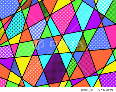 背景画像 カラフル ポップ ステンドグラス風 幾何学模様のイラスト素材