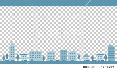 シンプルな都会の街並みの背景　白背景 97583356