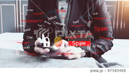 The concept of e-mail and computer viruses. Review the concepts of internet security, spam and e-marketing on screen. Spam email pop-up warnings. The concept of e-mail and computer viruses. Review the concepts of internet security, spam and e-marketing on screen. Spam email pop-up warnings. 97583409