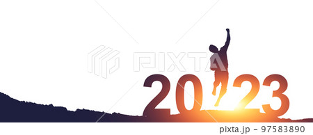 Happy New Year Background. Successful jump to the year 2023. 97583890