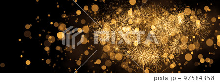 Abstract colored firework on dark sky. Celebration and anniversary concept 97584358