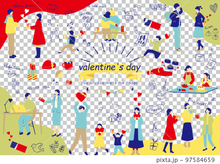 バレンタインデーを楽しむ人達	 97584659