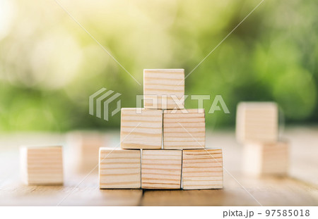 Ladder career path for business growth success process concept. Wooden blocks are stacked in steps that continue to rise. Ladder career path for business growth success process concept. Wooden blocks are stacked in steps that continue to rise. 97585018