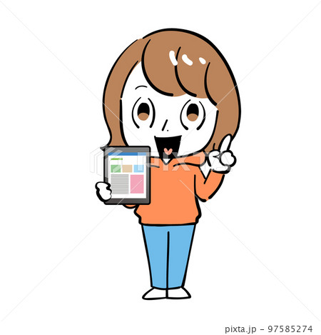 女性 タブレット 笑顔 女性 タブレット 笑顔 97585274