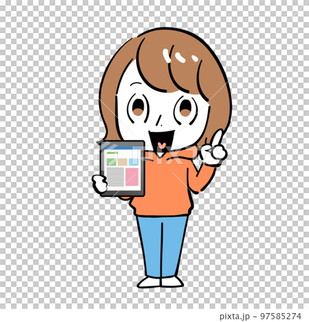女性 タブレット 笑顔 女性 タブレット 笑顔 97585274