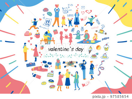 バレンタインデーを楽しむ人達 バレンタインデーを楽しむ人達 97585654