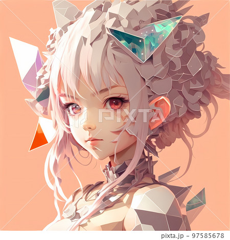 サイバーパンク風　お姫様　ポリゴン模様「AI生成画像」 97585678