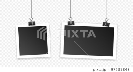 Photo frame in flat style. Paper image vector illustration on isolated background. Instant photography sign business concept. 97585843