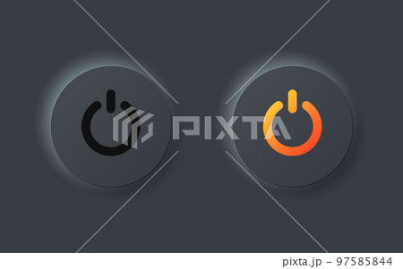On and off buttons in flat style. Toggle switch vector illustration on isolated background. Shutdown sign business concept. 97585844