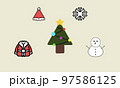Cute Christmas Illustration & Isolated on yellow Background. Santa Claus, snowman, snowflakes, Christmas tree. Print Ideal for fabric, wrapping paper, textile, poster, banner, card, New Year's design Cute Christmas Illustration & Isolated on yellow Background. Santa Claus, snowman, snowflakes, Christmas tree. Print Ideal for fabric, wrapping paper, textile, poster, banner, card, New Year's design 97586125