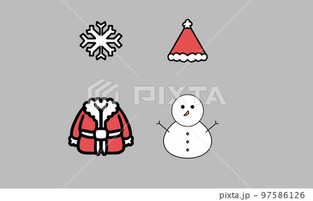 Cute Christmas Illustration & Isolated on gray Background. Santa Claus, snowman, snowflakes. Print Ideal for fabric, wrapping paper, textile, poster, banner, card, scrapbooking and New Year's design. Cute Christmas Illustration & Isolated on gray Background. Santa Claus, snowman, snowflakes. Print Ideal for fabric, wrapping paper, textile, poster, banner, card, scrapbooking and New Year's design. 97586126