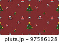 Cute Christmas Illustration and Seamless Pattern. Santa Claus, Christmas tree, snow on red background. Print Ideal for fabric, wrapping paper, scrapbooking, textile, poster, banner, card, wall art. Cute Christmas Illustration and Seamless Pattern. Santa Claus, Christmas tree, snow on red background. Print Ideal for fabric, wrapping paper, scrapbooking, textile, poster, banner, card, wall art. 97586128