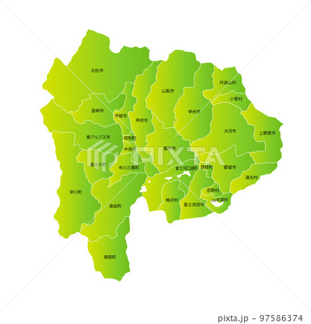 山梨県と市町村地図 97586374