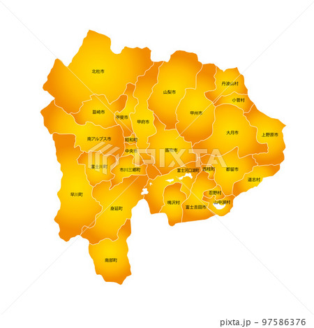 山梨県と市町村地図 97586376