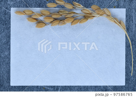和紙と稲穂のフレーム背景素材 和紙と稲穂のフレーム背景素材 97586765