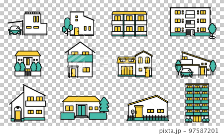 Building icon illustration set B (simple color) 97587201