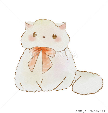 イラスト素材: じっとしている猫(手描き水彩風)のイラスト素材