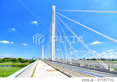 府中四谷橋／多摩川 府中市方面を望む(東京都日野市)【2022.7】 97587732