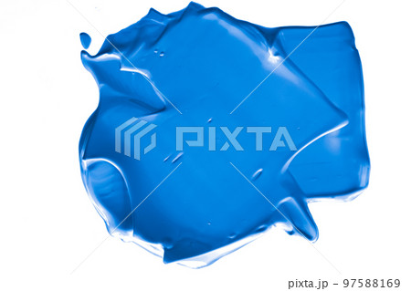 Blue beauty swatch, skincare and makeup cosmetic product sample texture isolated on white background, make-up smudge, cream cosmetics smear or paint brush stroke closeup 97588169