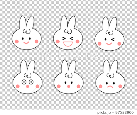 Set of facial expression rabbit cartoon. Icon, emoji and emoticon. Set of facial expression rabbit cartoon. Icon, emoji and emoticon. 97588900