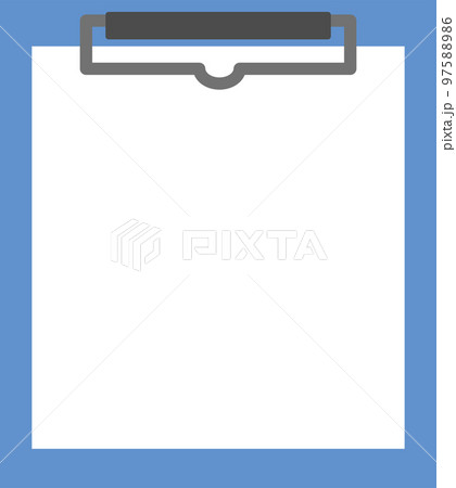 白紙が挟まったバインダー（青）のイラスト 97588986