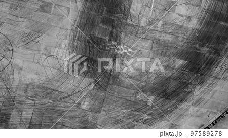 Tire tracks texture and background, Asphalt texture with line and tire marks, Automobile automotive tire skid mark on race track, Abstract texture car drift tire skid mark. 97589278