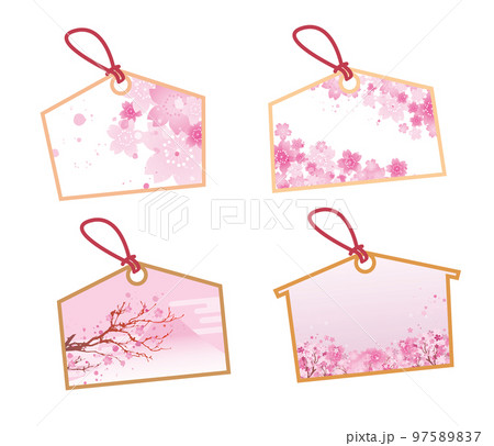 Sakura spring Japanese style Ema - Stock Illustration