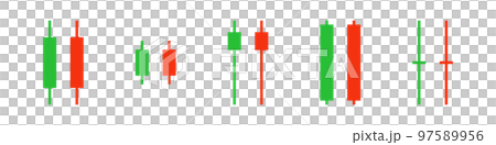 様々な種類のローソク足チャートアイコン。株価や為替の変動。ベクター。 97589956