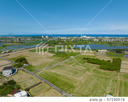 Top view of Dongshan rice meadow in Yilan of Taiwan Top view of Dongshan rice meadow in Yilan of Taiwan 97590078