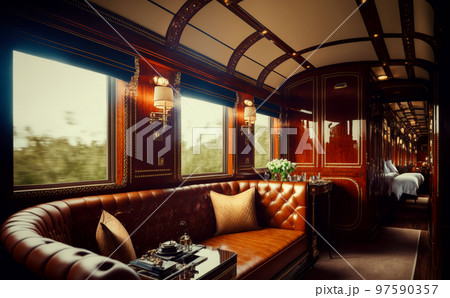 Generative AI illustration of luxury train interior 97590357
