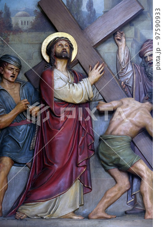 2nd Stations of the Cross, Jesus is given his cross, Basilica of the Sacred Heart of Jesus in Zagreb, Croatia 97590933
