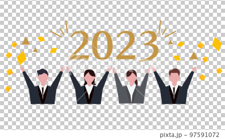 2023年、年始の挨拶をする会社の人々。ビジネスマン、新年の挨拶 2023年、年始の挨拶をする会社の人々。ビジネスマン、新年の挨拶 97591072