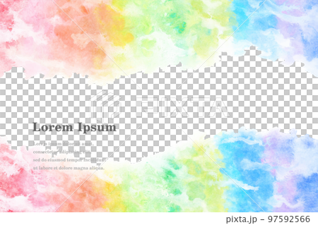 天空雲彩虹水彩抽象背景透明 97592566