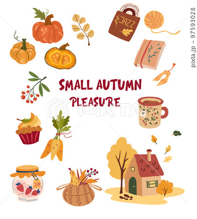 Autumn Items. Autumn Bundle Of Cute And Cozy...のイラスト素材 [97593028] - PIXTA