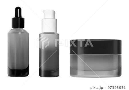 Serum dropper bottle. Pump dispenser cosmetic container 97593031
