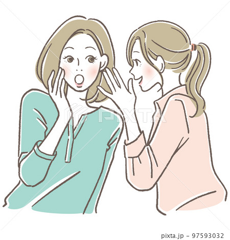 内緒話をする女性2人 97593032