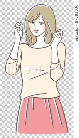 A woman doing a guts pose A woman doing a guts pose 97593036