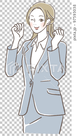 A woman in a suit that makes a guts pose A woman in a suit that makes a guts pose 97593038