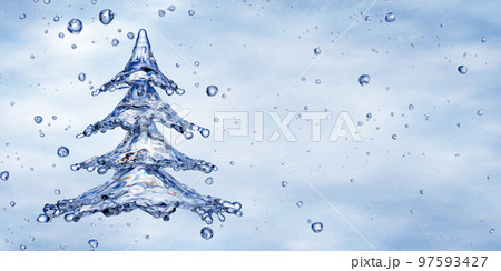 Christmas water splash tree isolated on white Christmas water splash tree isolated on white 97593427