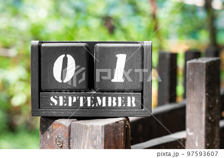 The first of September on the calendar. Big calendar numbers. Perpetual calendar 97593607