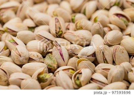 Stack of pistachio nut snack Stack of pistachio nut snack 97593696