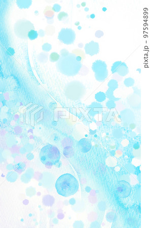 シャボン玉と流れる曲線　ドット　背景素材 97594899